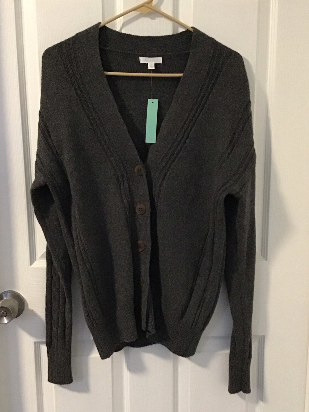 Abound Dark Gray V-Neck Button-Front Cardigan